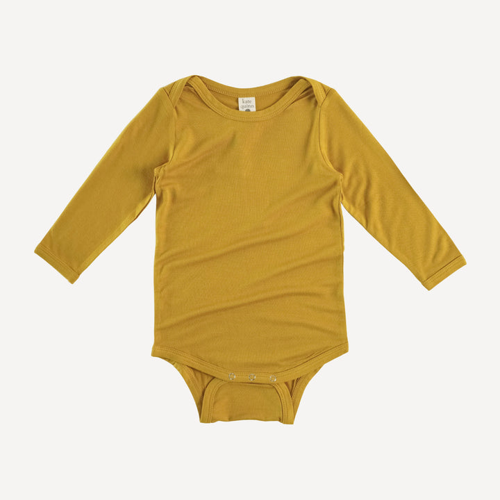 long sleeve lap neck bodysuit | gold mustard | lenzing modal