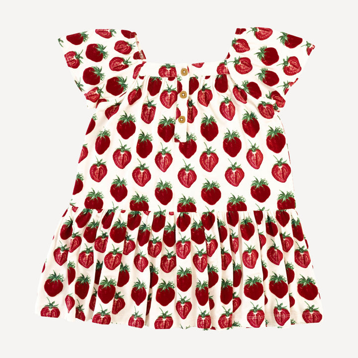 square neck flutter sleeve dress | spring strawberry | modal