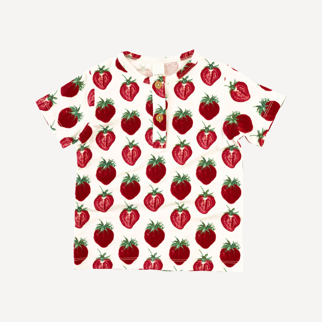 short sleeve basic henley tee | spring strawberry | modal