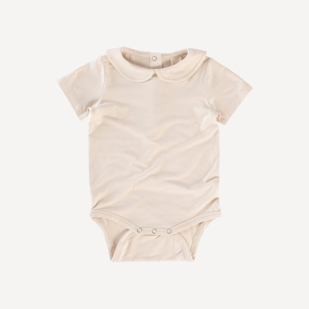 short sleeve classic peter pan bodysuit | oatmeal | bamboo