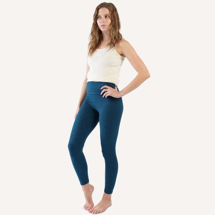 womens rolled legging | big dipper blue | organic cotton wide rib