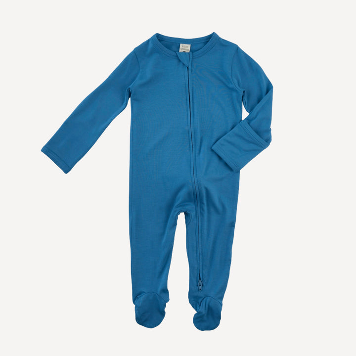 long sleeve two way zipper footie | cendre blue | bamboo