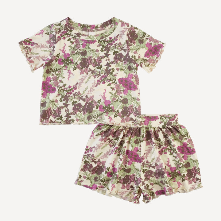 short sleeve jade short set | purple queen annes lace | modal