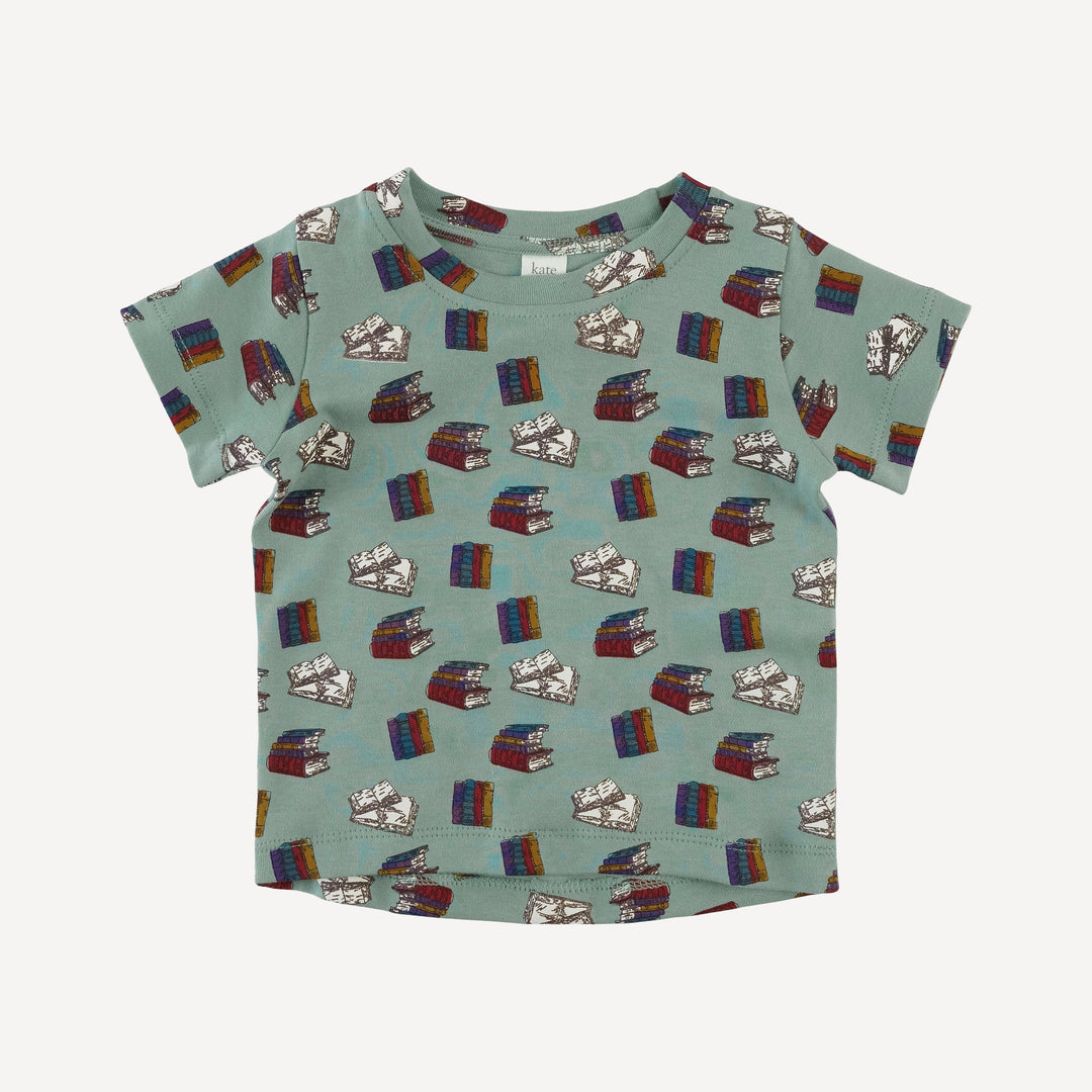 short sleeve essential boxy tee | books | organic cotton interlock