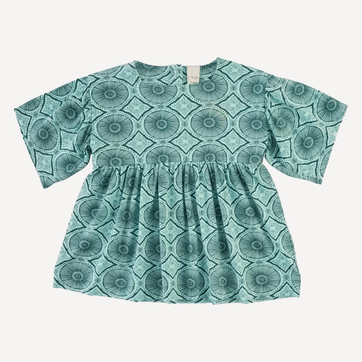 square neck flutter sleeve top + bike short set | aqua batik | modal