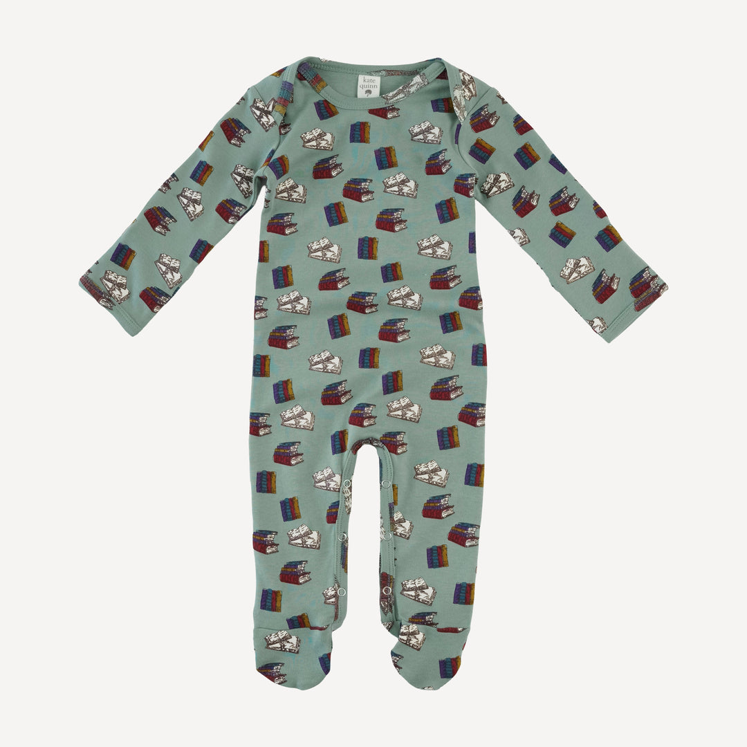 long sleeve lap neck footie | books | organic cotton interlock