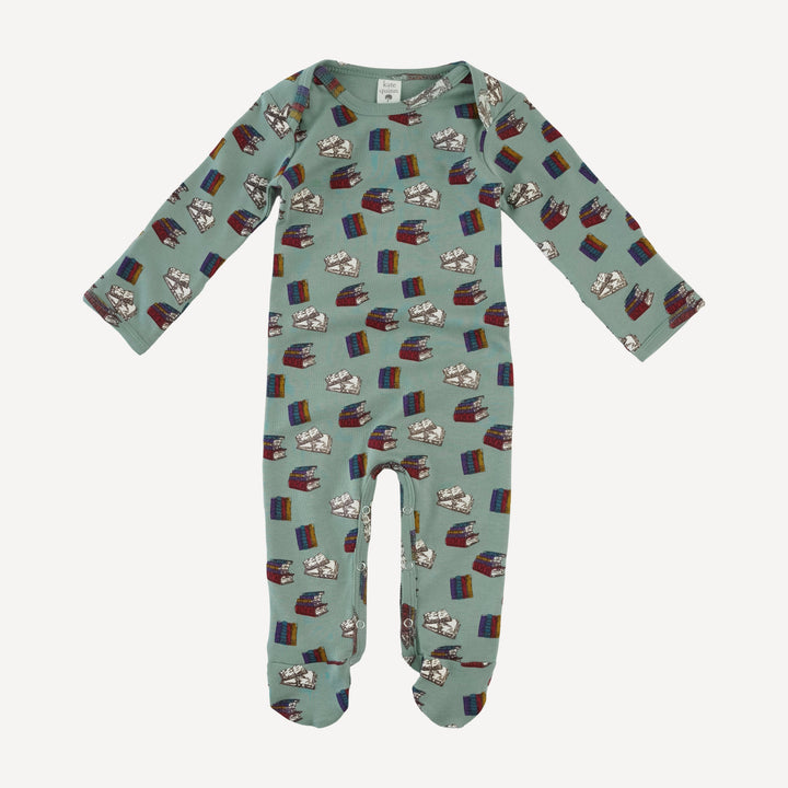 long sleeve lap neck footie | books | organic cotton interlock