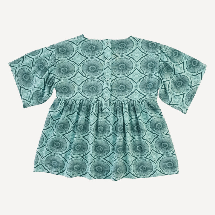 square neck flutter sleeve top + bike short set | aqua batik | modal