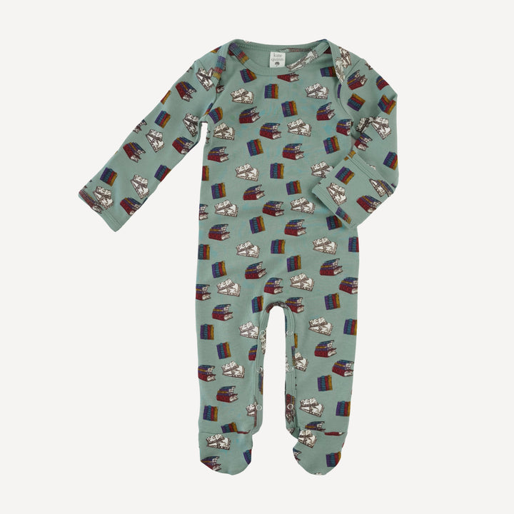long sleeve lap neck footie | books | organic cotton interlock