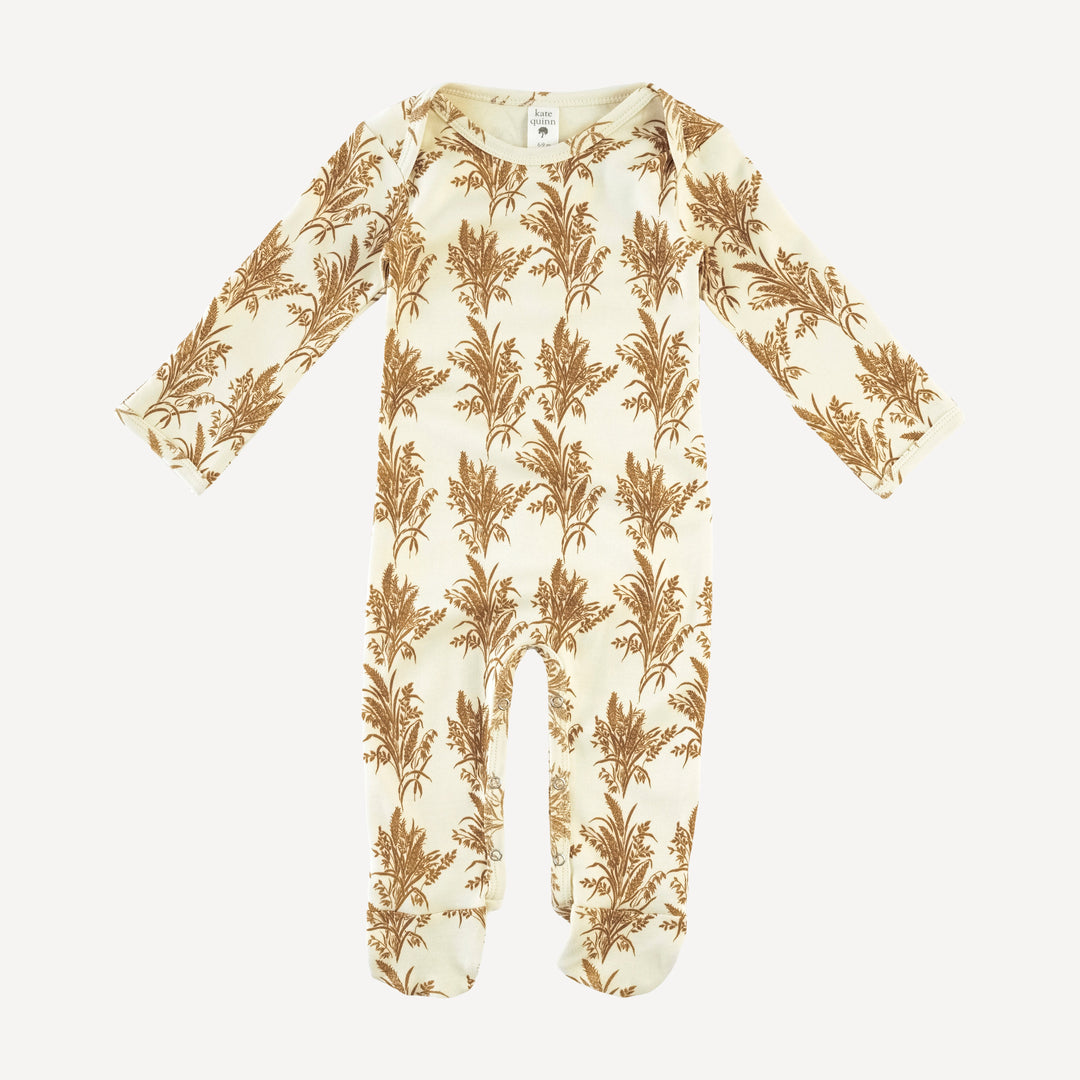 long sleeve lap neck footie | wheat grass | organic cotton interlock