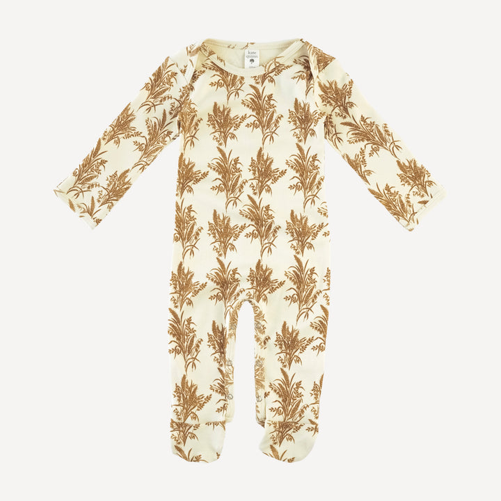 long sleeve lap neck footie | wheat grass | organic cotton interlock