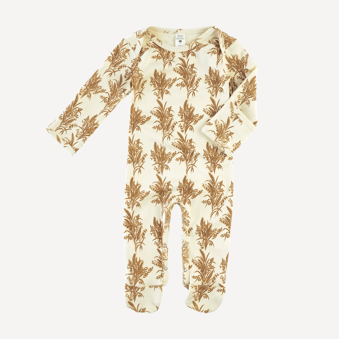 long sleeve lap neck footie | wheat grass | organic cotton interlock