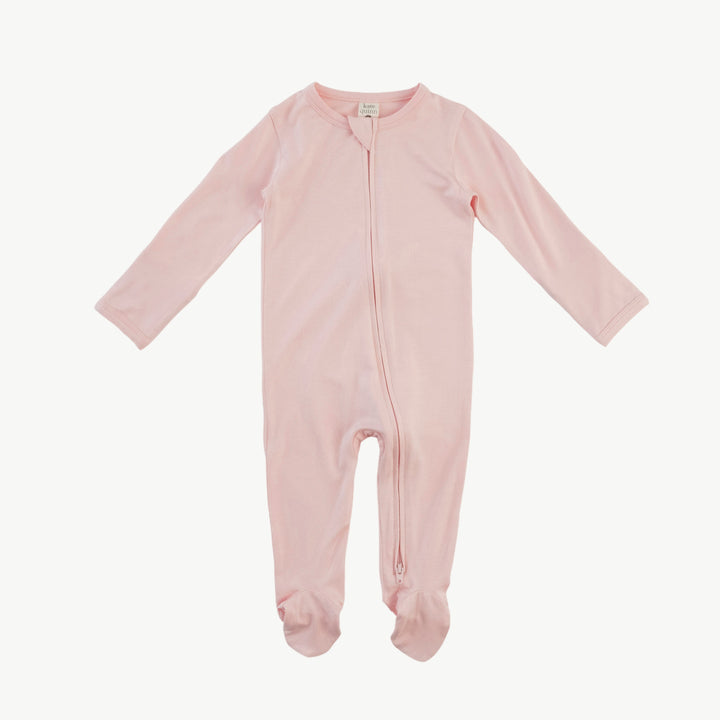 long sleeve two way zipper footie | pink dogwood | bamboo