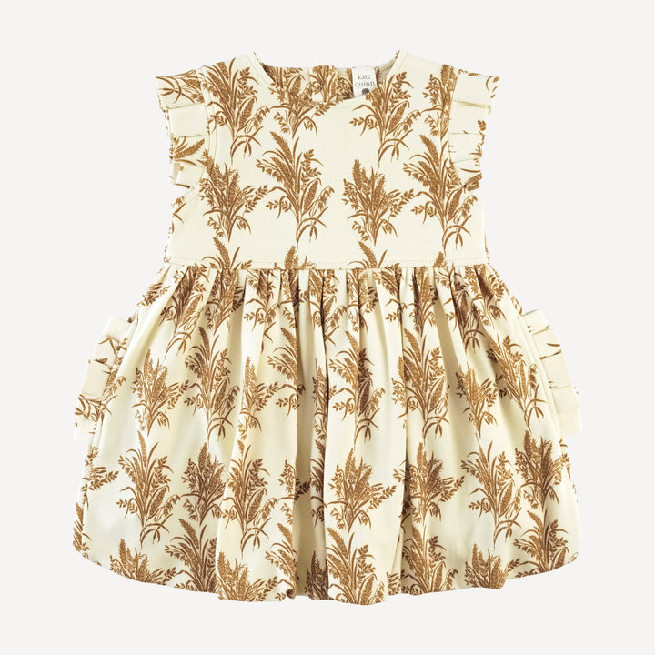 sleeveless pleated bubble dress | wheat grass | organic cotton interlock