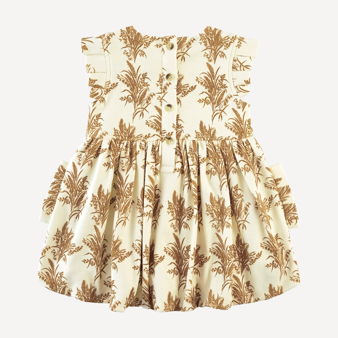 sleeveless pleated bubble dress | wheat grass | organic cotton interlock