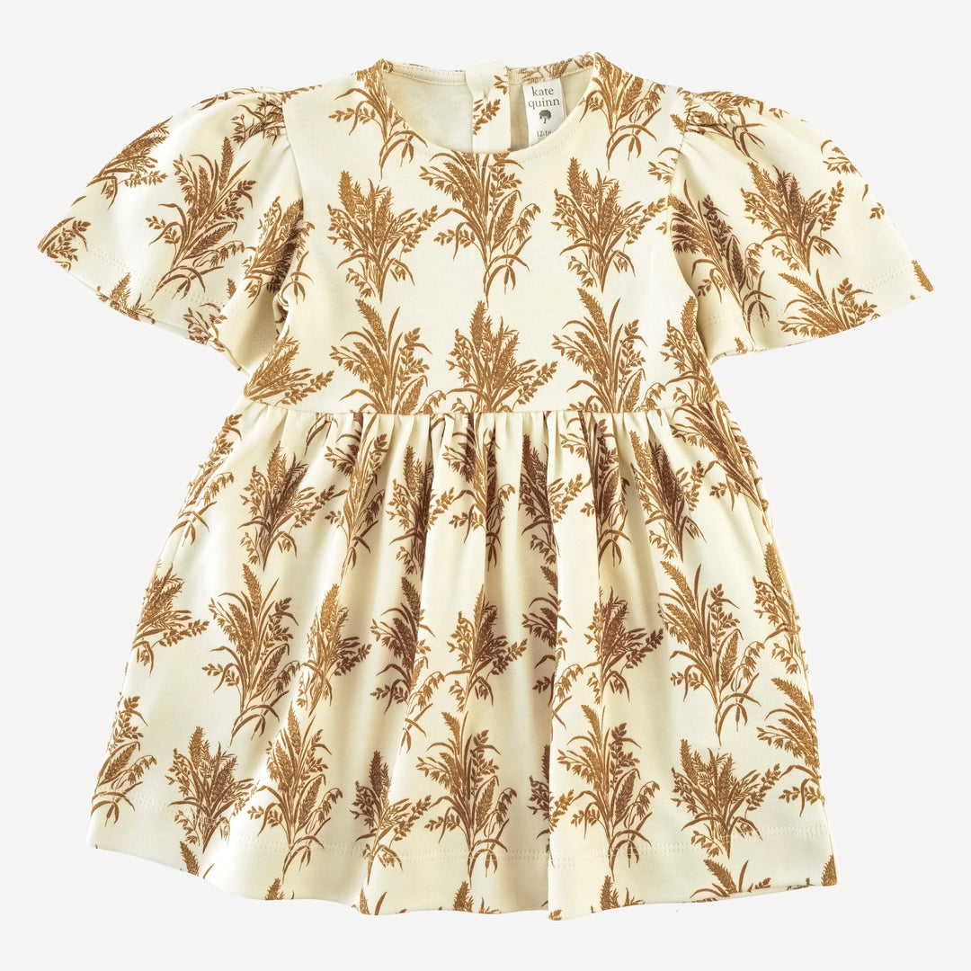 bell sleeve dress | wheat grass | organic cotton interlock