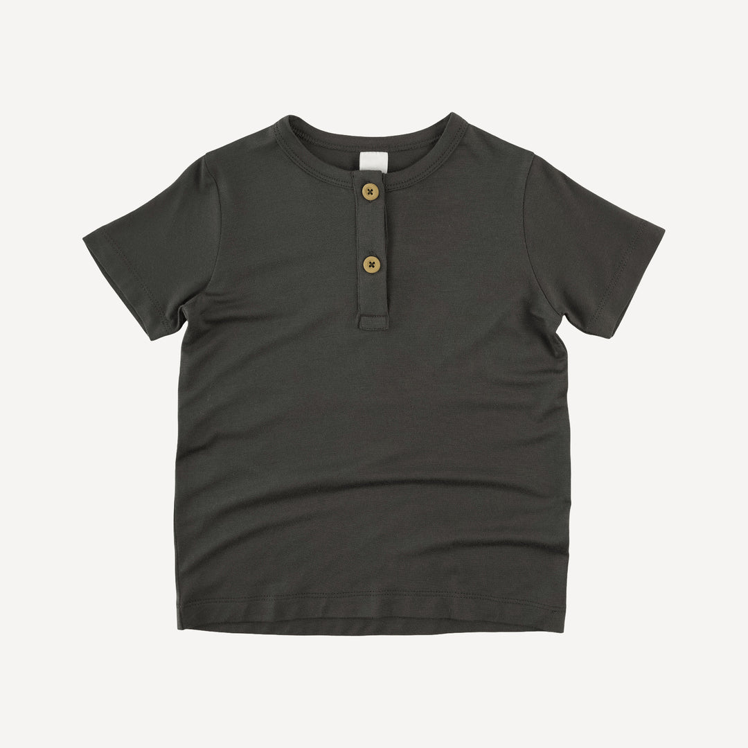 short sleeve basic henley tee | beluga | modal