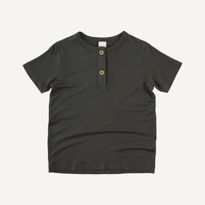 short sleeve basic henley tee | beluga | modal
