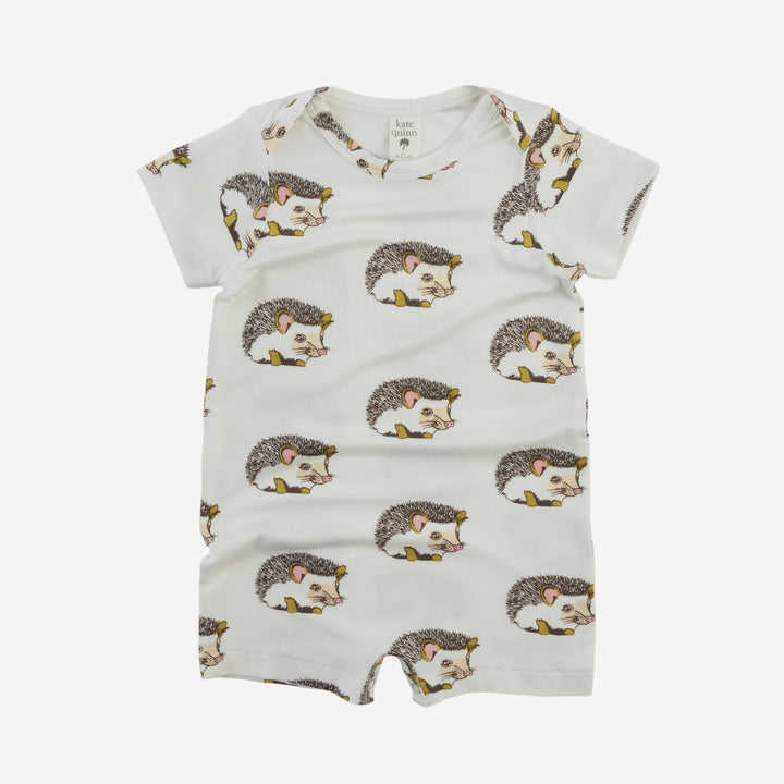 short sleeve lap neck shortie | gold hedgehogs | bamboo