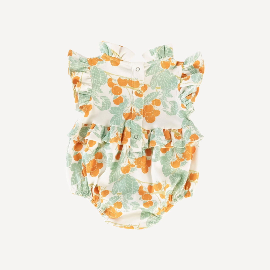 sleeveless little ruffle bubble | persimmon | organic cotton interlock