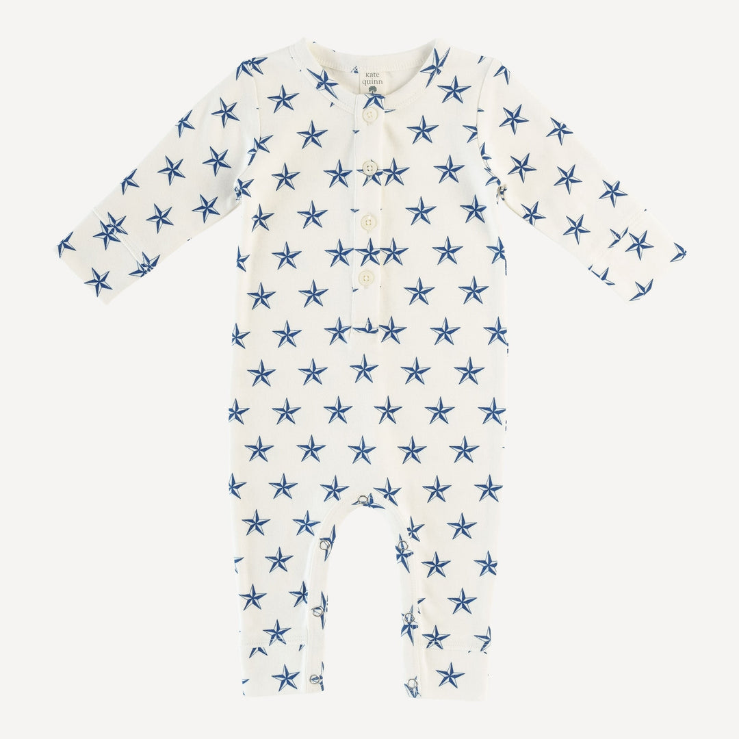 long sleeve union suit | nautical star | organic cotton interlock