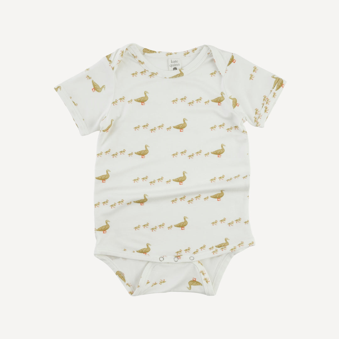 short sleeve lap neck bodysuit | ducks | bamboo