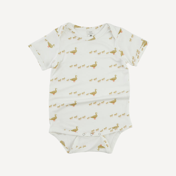 short sleeve lap neck bodysuit | ducks | bamboo