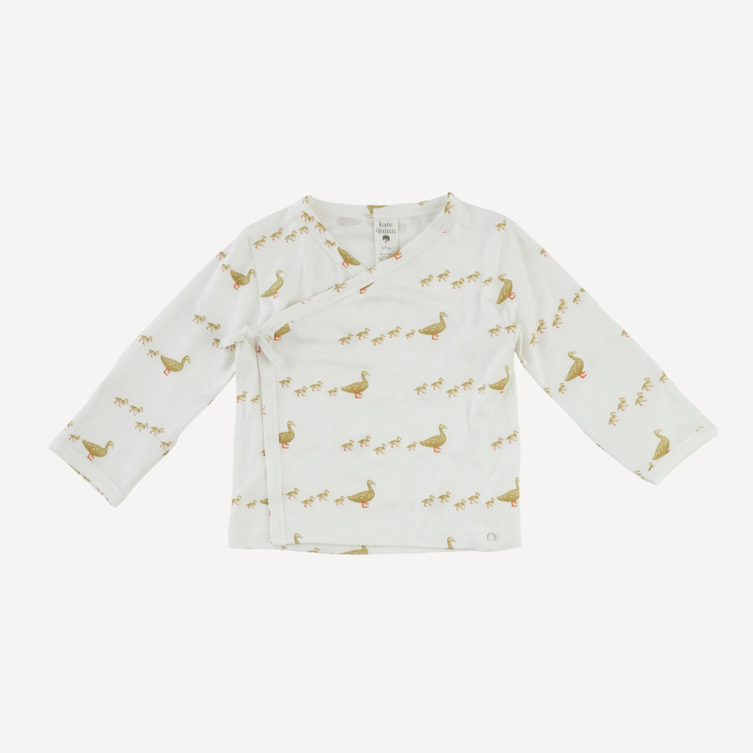 long sleeve wrap top and footed pant set | ducks | bamboo