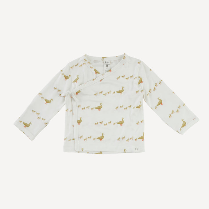 long sleeve wrap top and footed pant set | ducks | bamboo