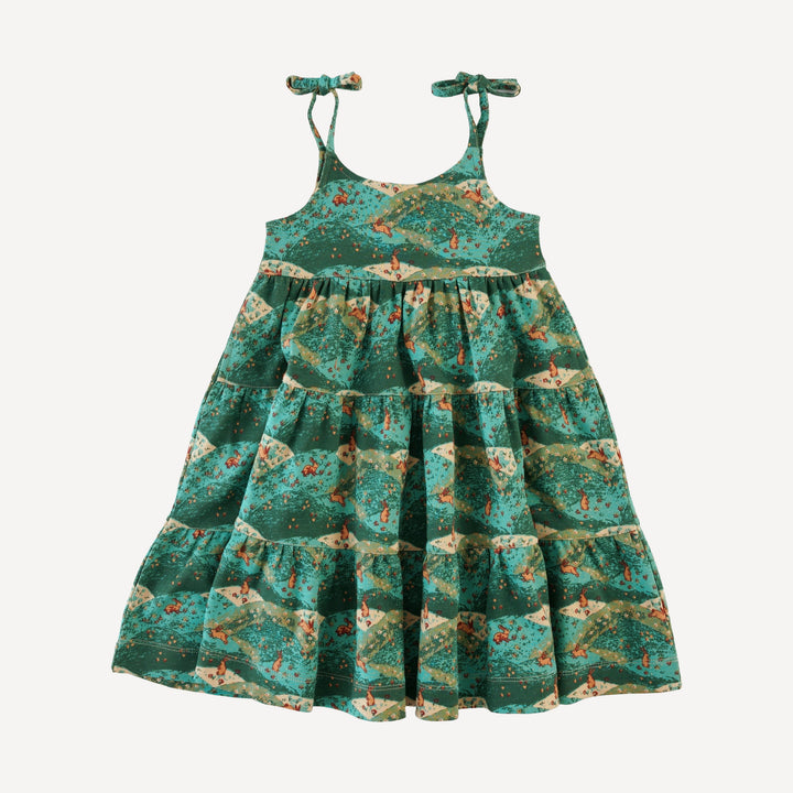 spaghetti tie prairie dress | bunny fields | organic cotton interlock