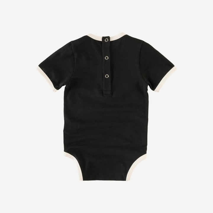 short sleeve ringer bodysuit | black | organic cotton slub