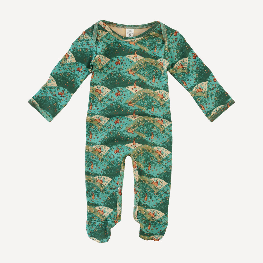 long sleeve lap neck footie | bunny fields | organic cotton interlock