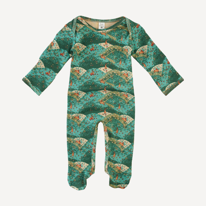 long sleeve lap neck footie | bunny fields | organic cotton interlock
