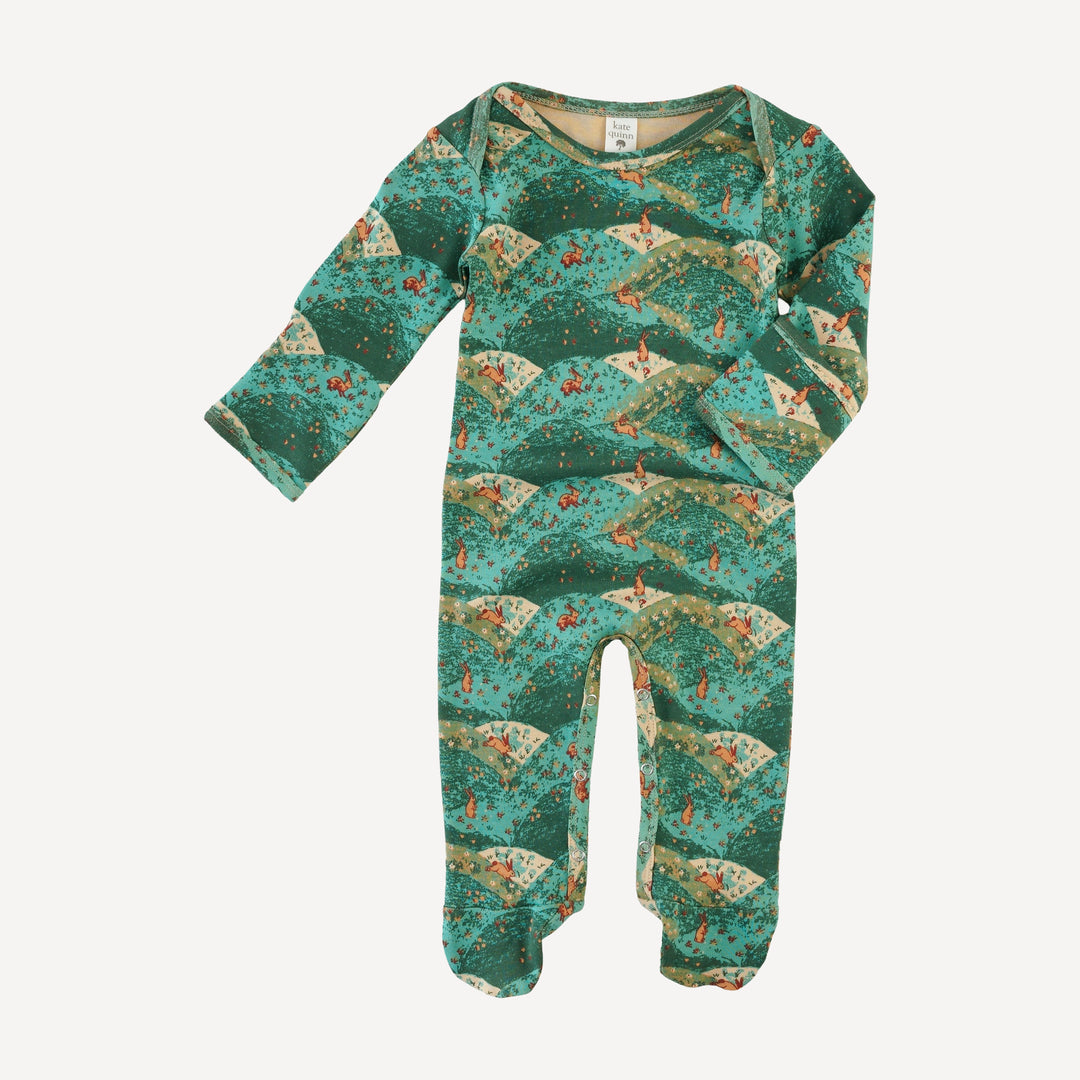 long sleeve lap neck footie | bunny fields | organic cotton interlock