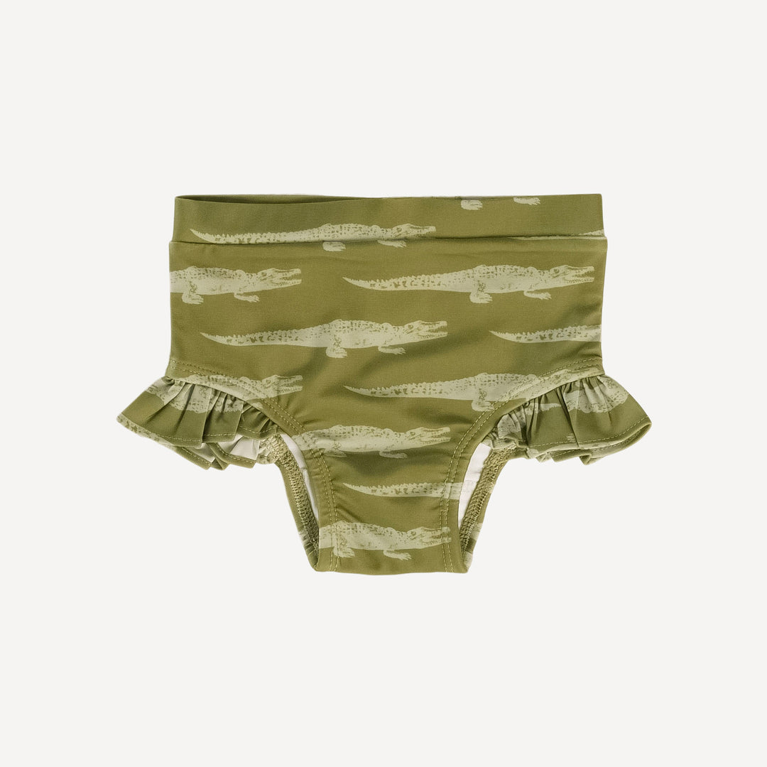 ruffle leg swim bottom | green alligator | swim