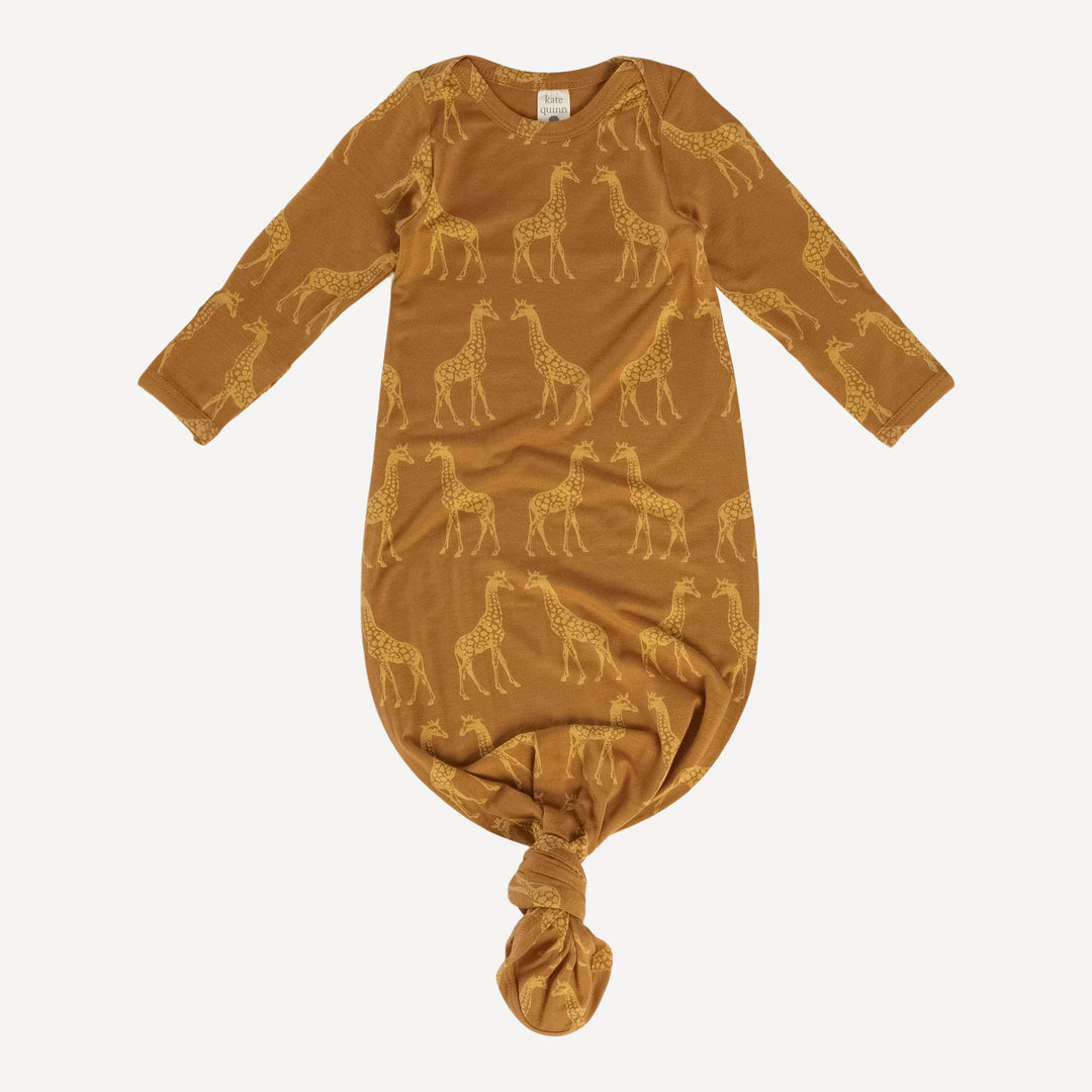 long sleeve lap neck knotted gown | giraffes | lenzing modal