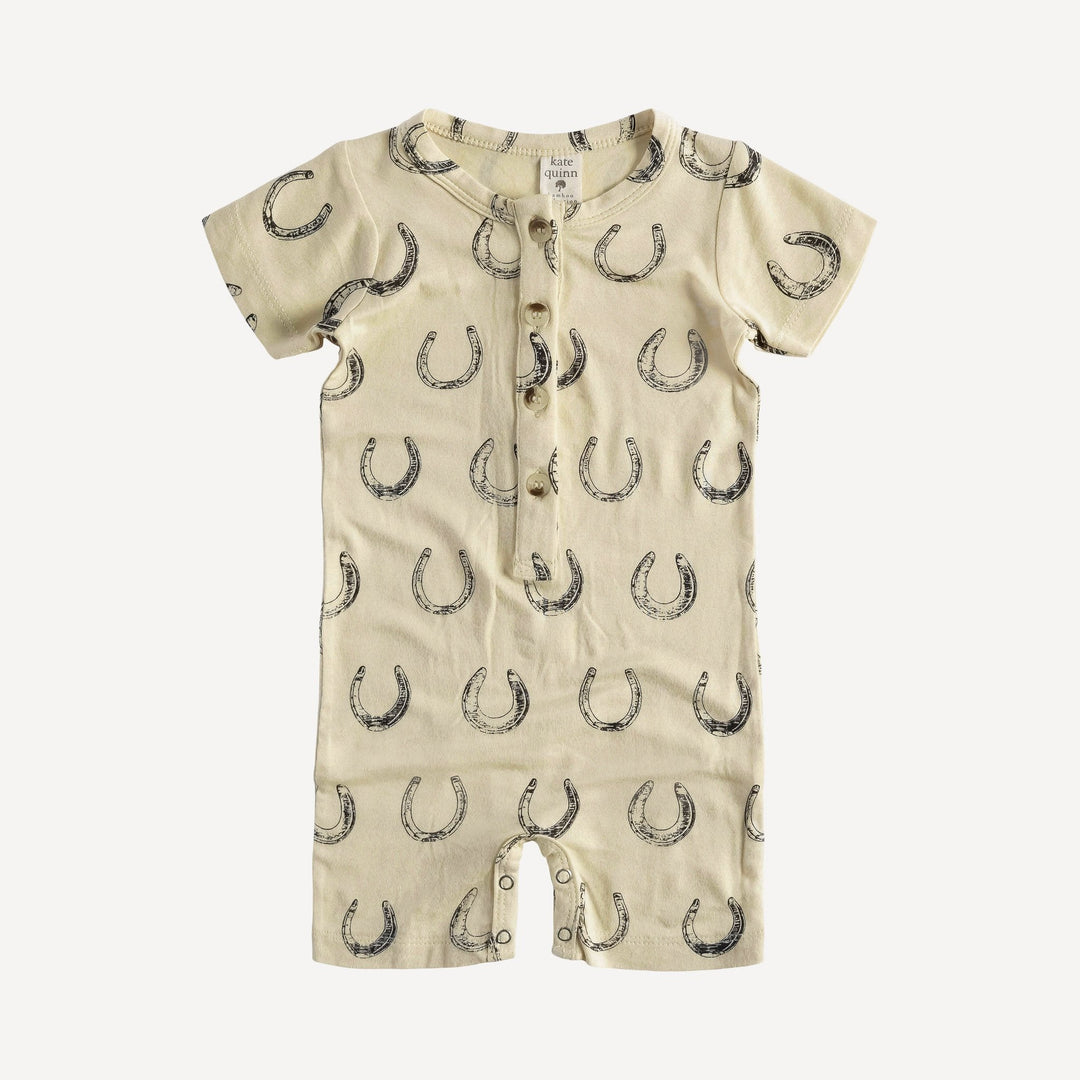 shortie union suit | horse shoes | organic cotton jersey
