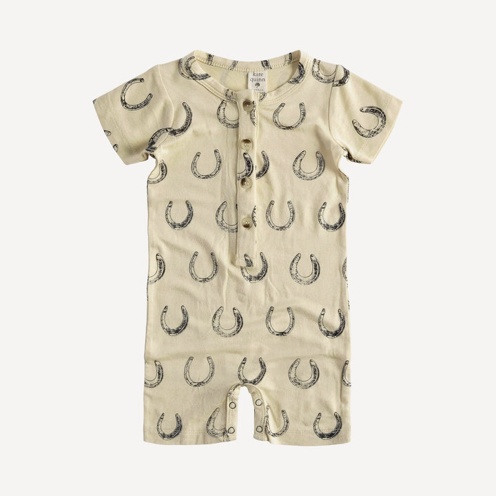 shortie union suit | horse shoes | organic cotton jersey