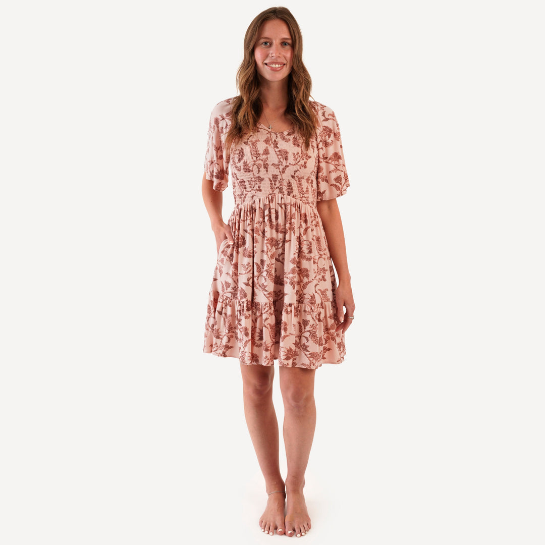 womens reese dress | villa floral batik | modal
