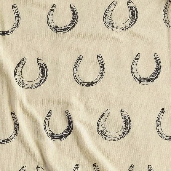 short sleeve basic henley tee | horse shoes | organic cotton jersey