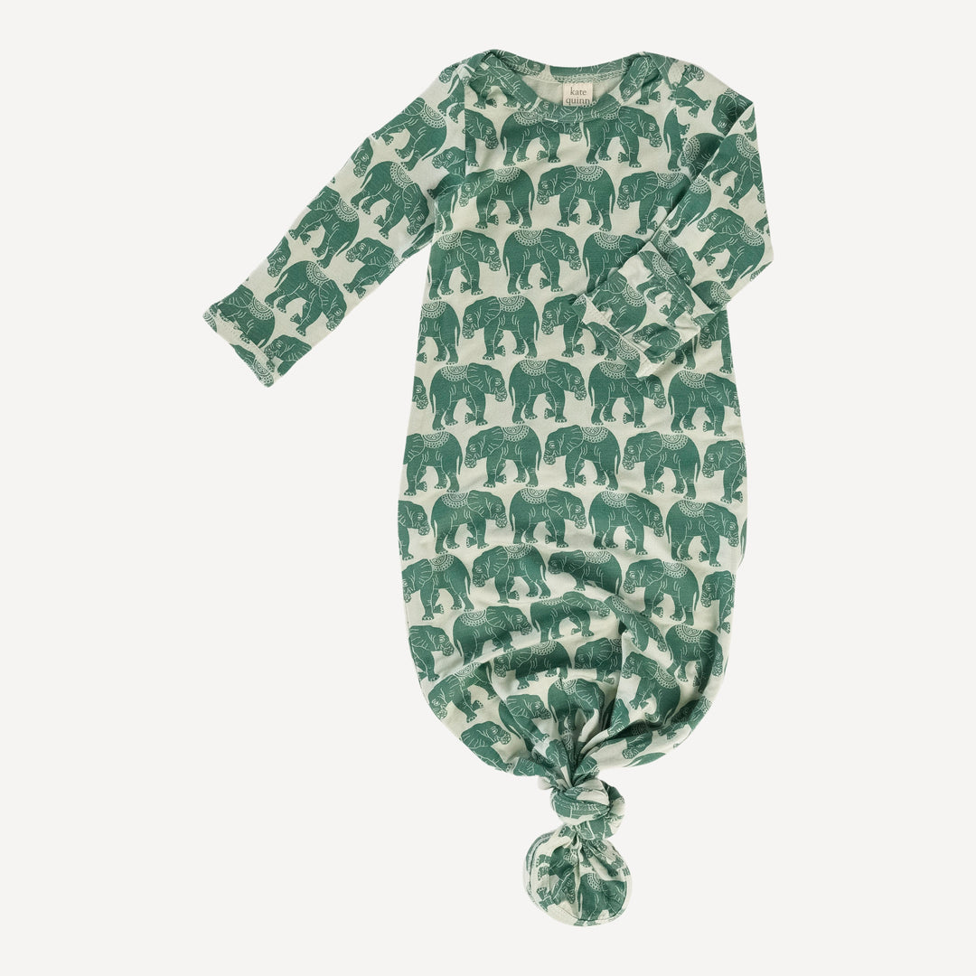 long sleeve lap neck knotted gown | green elephant lotus | lenzing modal
