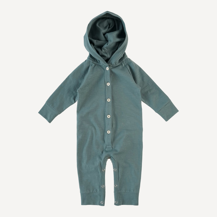 dino hoodie jumpsuit | goblin | organic cotton slub