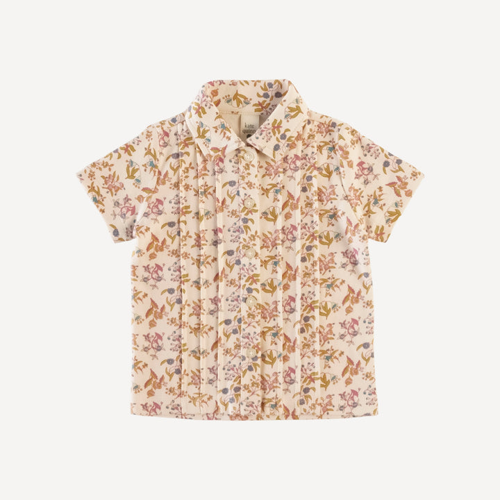 short sleeve pintuck button shirt | ditsy bouquet | organic cotton interlock