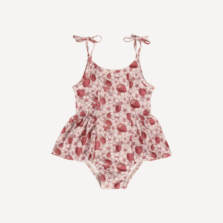 spaghetti tie ballerina swimsuit | pink strawberry floral | swim
