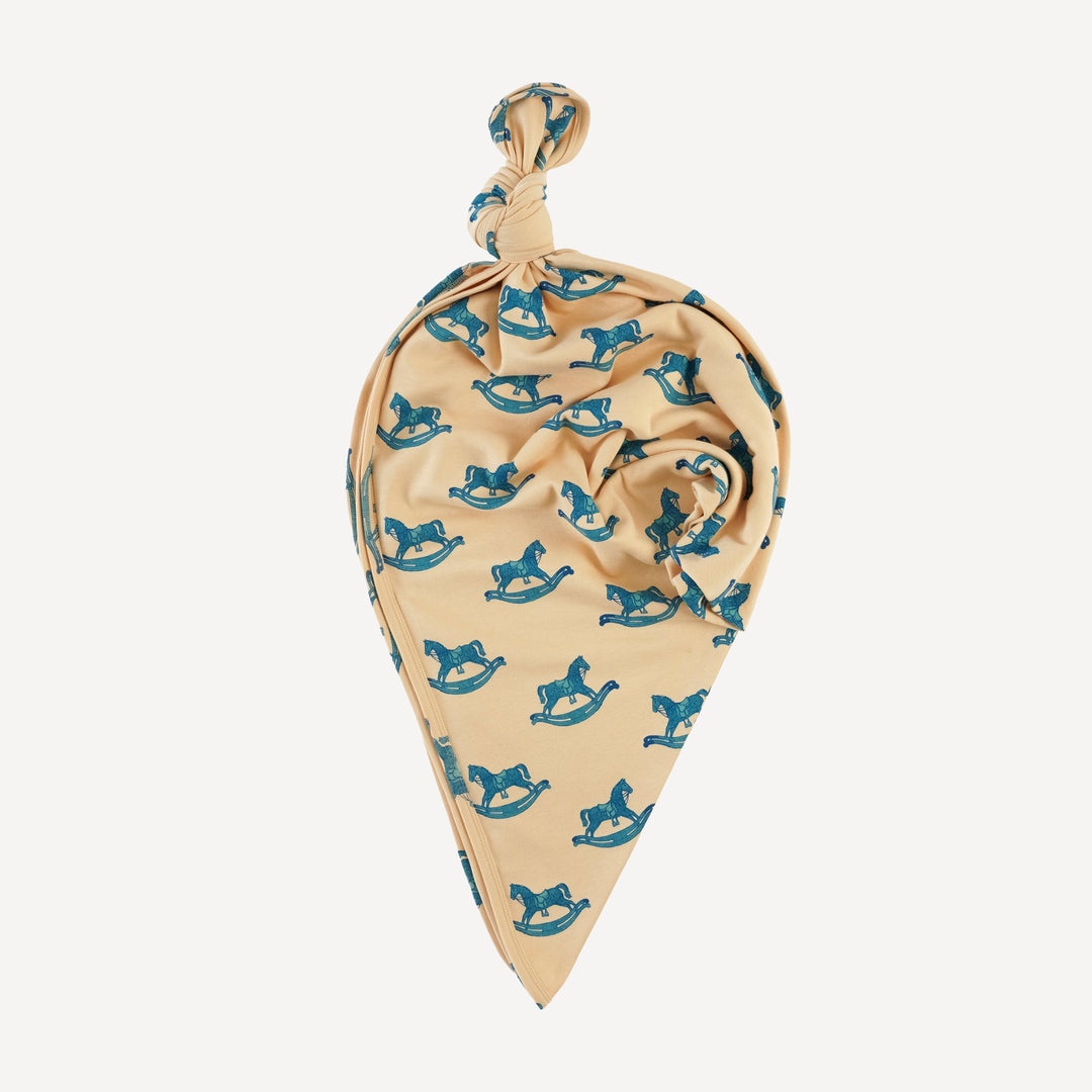 classic single layer blanket | rocking horse | organic cotton interlock