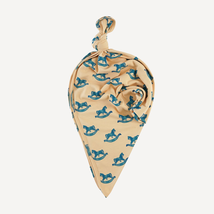 classic single layer blanket | rocking horse | organic cotton interlock