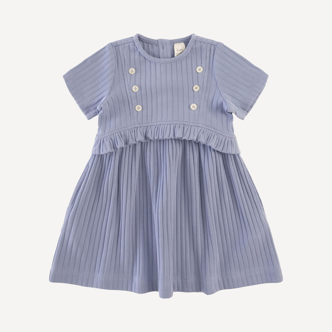 short sleeve button yoke dress | blue daisy | classic rib