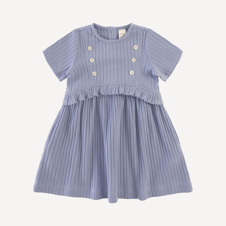 short sleeve button yoke dress | blue daisy | classic rib