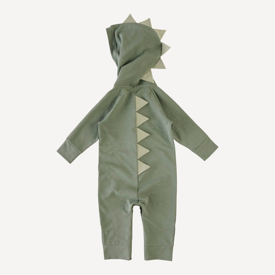 dino hoodie jumpsuit | agave green | organic cotton slub