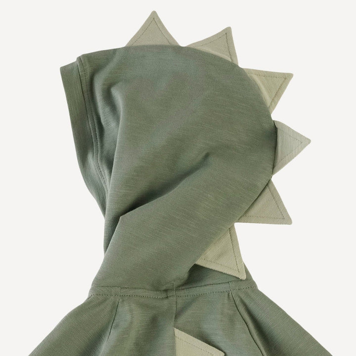 dino hoodie jumpsuit | agave green | organic cotton slub